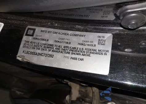 2017 Chevrolet Spark Ls Cvt из США, поврежденный, VIN KL8CB6SA3HC737292